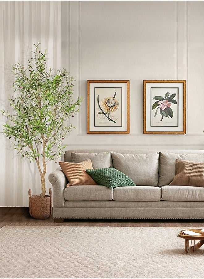 Zvezvia 210CM Faux Olive Tree - Fake Potted Olive Silk Tree with Planter Natural Olive Branches and Realistic Leaves Artificial Tree for Home House Office Decor Indoor  - Image 4