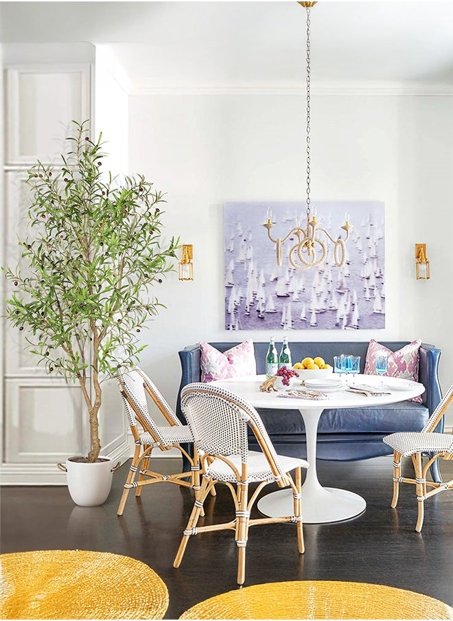 Zvezvia 210CM Faux Olive Tree - Fake Potted Olive Silk Tree with Planter Natural Olive Branches and Realistic Leaves Artificial Tree for Home House Office Decor Indoor  - Image 5