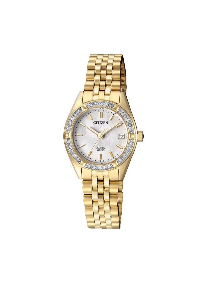 سيتيزن Women's Analog Tonneau Shape Stainless Steel Wrist Watch EU6062-50D - 26 Mm