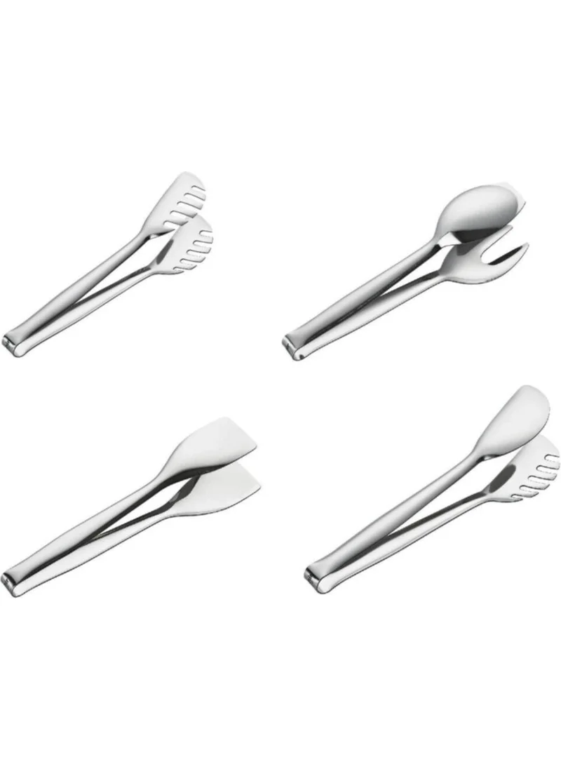 نهر Steel Tongs Set of 4 Serving Tongs - Serving Kit