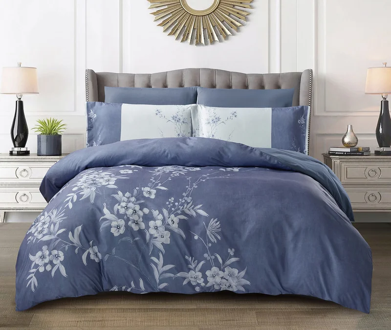 دوناتيلا طقم غطاء لحاف مشجر 4 قطع مقاس كوين يناسب سرير 150×200 سم مايكروفايبر ناعم , تصميم راقي و انيق , يناسب جميع الفصول (لا يشمل حشوة اللحاف)