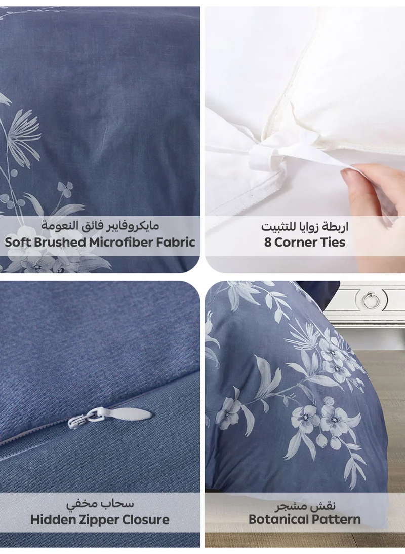 Donetella QUEEN (150x200 cm) Digital Print Duvet cover Set,Queen Size Fits 150x200 cm - 4-Pcs Bed Set, ,Emirate Collection, Microfiber - 1 Duvet Cover, 1 Fitted Sheet, 1 Pillow Shams, 1 Pillowcases (Filler Not Include)  | Best Price UAE