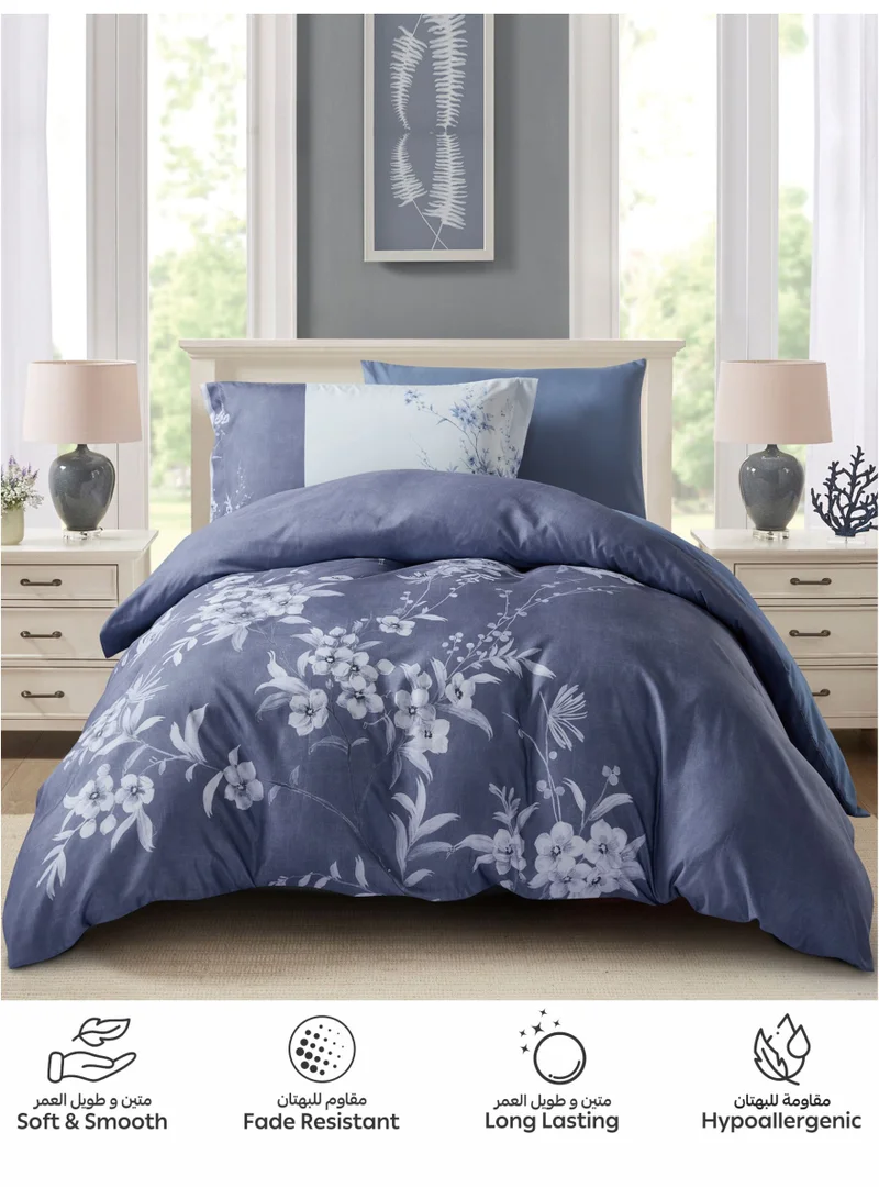 Donetella QUEEN (150x200 cm) Digital Print Duvet cover Set,Queen Size Fits 150x200 cm - 4-Pcs Bed Set, ,Emirate Collection, Microfiber - 1 Duvet Cover, 1 Fitted Sheet, 1 Pillow Shams, 1 Pillowcases (Filler Not Include)  | Best Price UAE