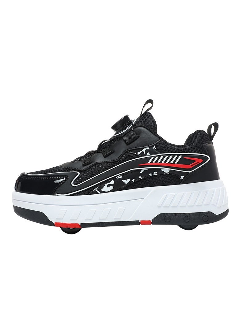 Joshberg Skate Shoes Outdoor Sport Sneaker Automatic Walking Shoes for Kids With Four Wheels (Black)  - Image 3