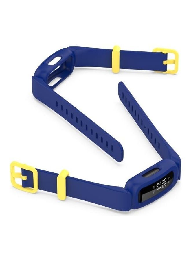 NIBEMINENT Silicone Replacement Strap Watchband For Fitbit Inspire 2 Blue/Yellow - Image 4