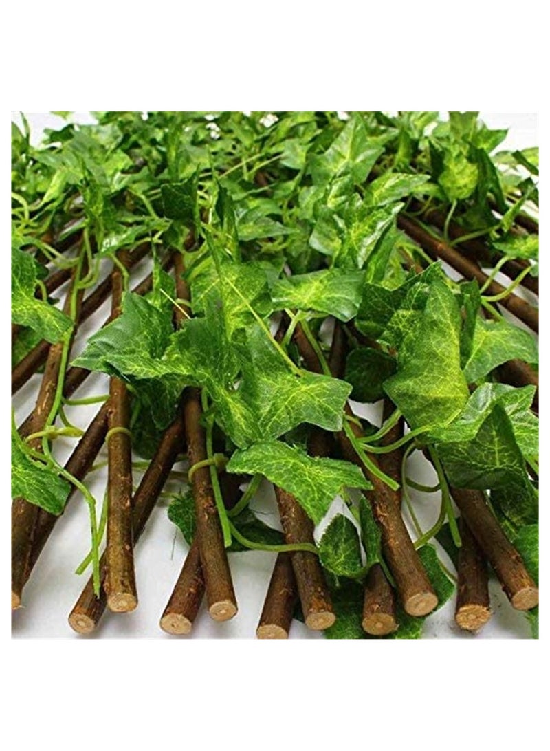 سياج خوص قابل للتوسيع مع نباتات صناعية أخضر/بني