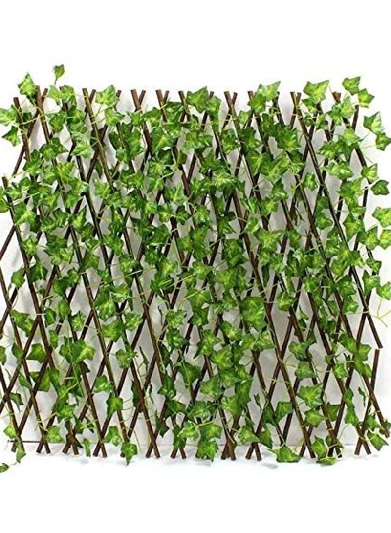 BLOOMING TIME سياج خوص قابل للتوسيع مع نباتات صناعية أخضر/بني  - Image 1