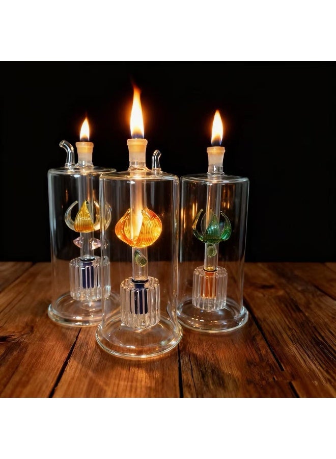 Angmei Premium Heat Resistant Glass Oil Lamp, Glass Vase Bottle Medical Grade High Borosilicate Material for Long lasting Use Glass Vase Transparent (Random Color) - Image 1