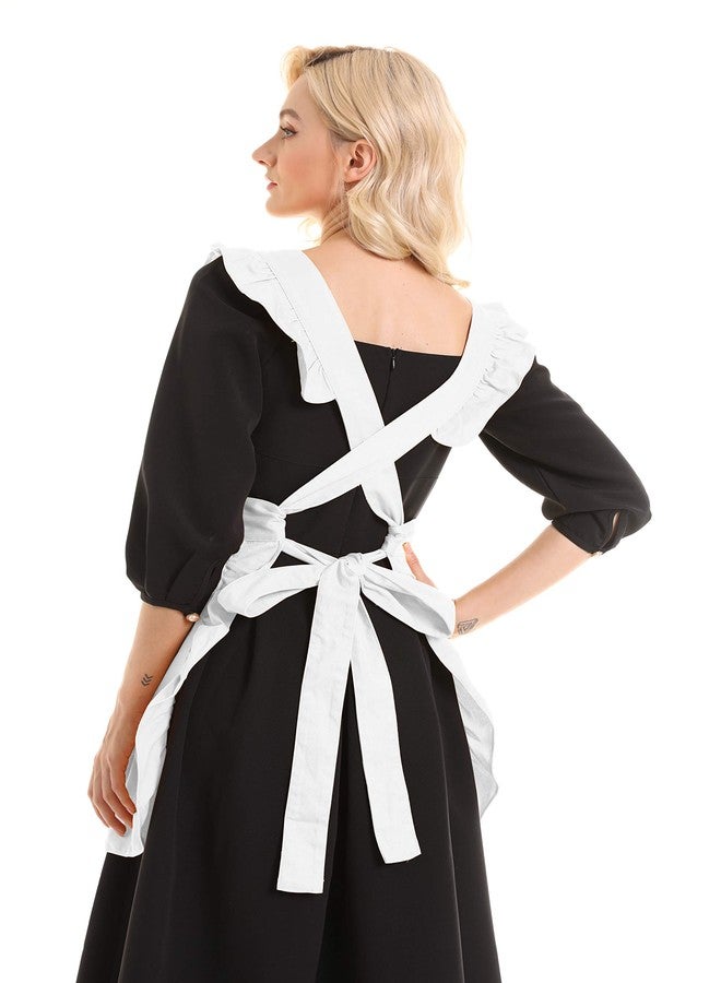 LilMents Retro Adjustable Ruffle Apron Kitchen Cooking Baking Cleaning Maid Costume (White) - Image 5