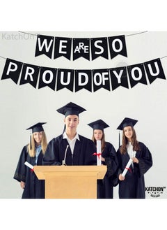 KATCHON We Are So Proud Of You Banner 10 Feet No Diy ; Black And White Graduation Decorations Class Of 2023 ; Proud Of You Grad Banner ; Graduation Party Decorations 2023 ; Army Party Decorations  - Image 4