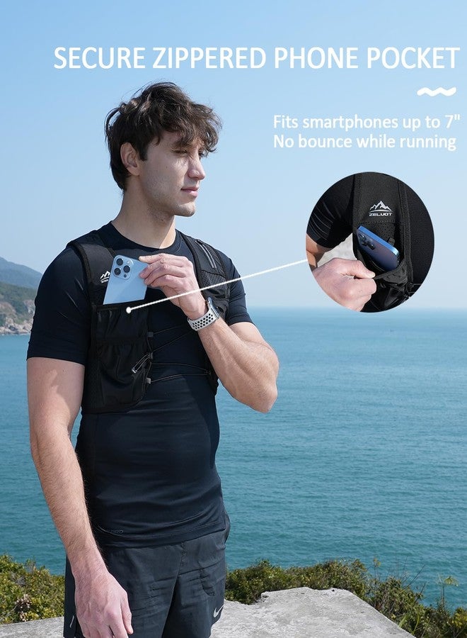 Zelvot Running Vest for Women Men, USA Original Patent, Adjustable Chest Straps Running Hydration Vest with 500ml Soft Flask, Lightweight Reflective Hydration Backpack for Hiking Marathon (Gray, M/L) - Image 3