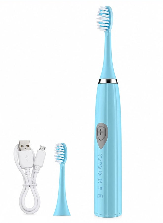 MARGOUN Electric Toothbrush Powerful Sonic Cleaning Waterproof Electric Toothbrush with Clean Massage 3 Brushheads Whitening Toothbrush for Adults and Kids Blue - Image 3