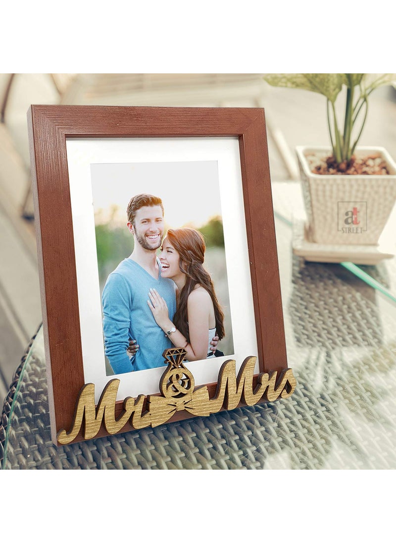 Art Street Art Street MR and MRS Table Photo Frame for Couple Gifts, Brown Valentine,Synthetic Wood Table Photo Frame (Picture Size 6x8 with Matted to 4x6 Inch)  - Image 1