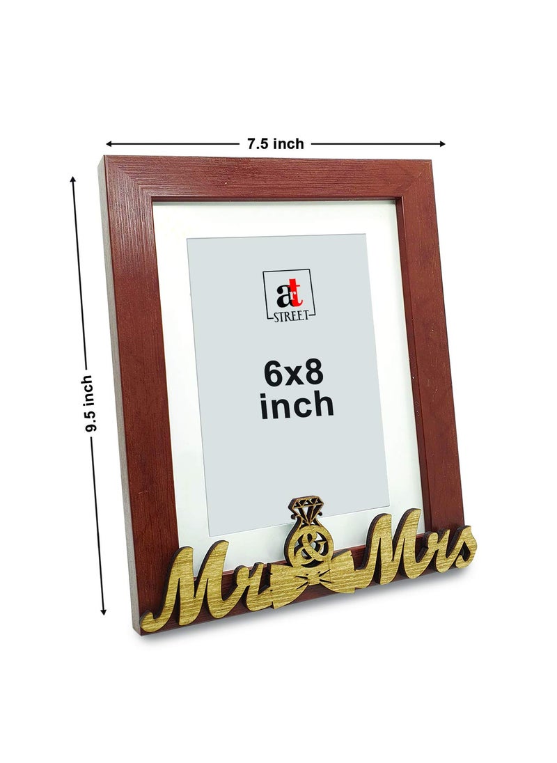 Art Street Art Street MR and MRS Table Photo Frame for Couple Gifts, Brown Valentine,Synthetic Wood Table Photo Frame (Picture Size 6x8 with Matted to 4x6 Inch)  - Image 3