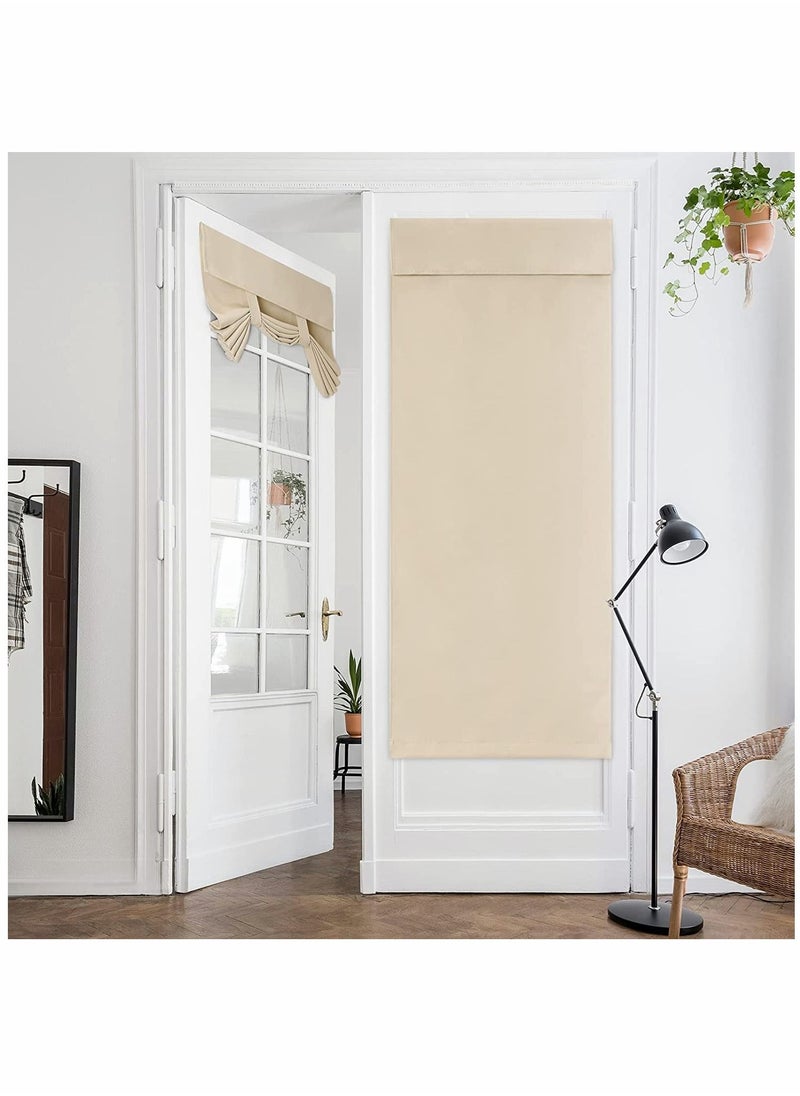 YQbest - French Door Curtains Privacy Blackout Curtains, 26 X 68 Inch Beige Room Darkening for Glass Door, Thermal Insulated Tie Up Shades Window Bedroom, 1 Panel - Image 1