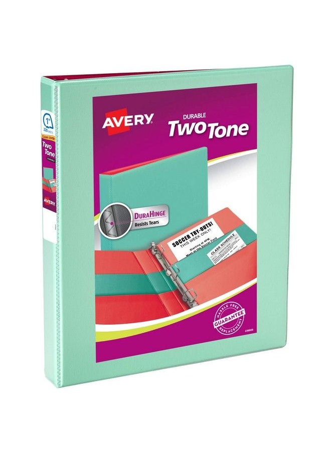 AVERY (R) Twotone Durable View 3 Ring Binder 1 Inch Slant Rings 1 Mint Coral Binder (17288)  - Image 1