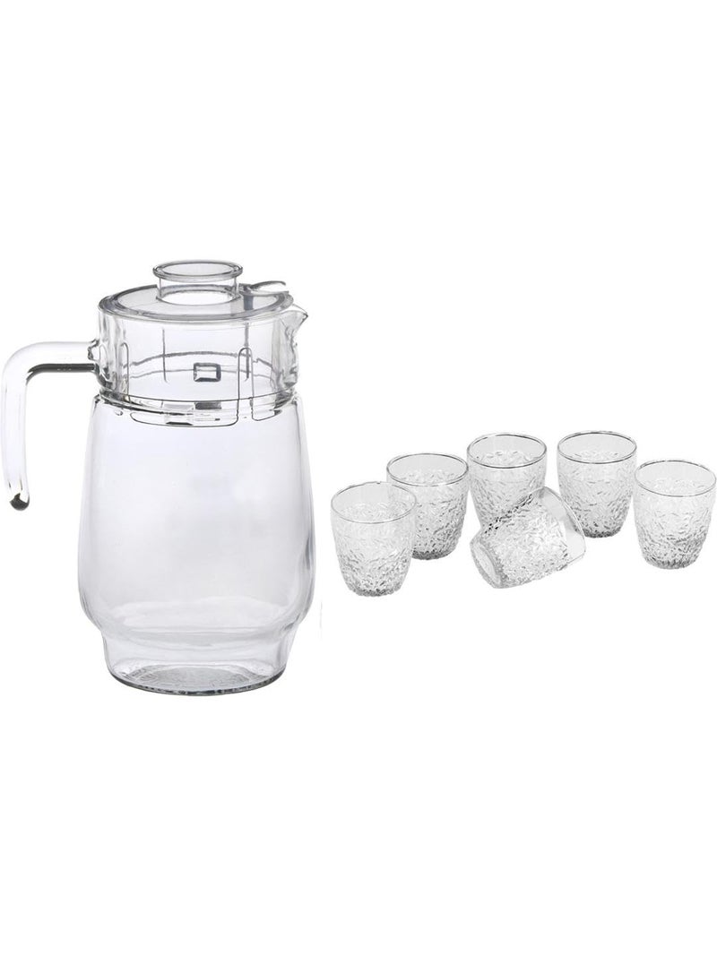Somil 1 Jug 6 Glasses Set Great for Serving Water Or Juice Transparent Jug Capacity 1750 Ml Glass Capacity 200 Ml - Image 1