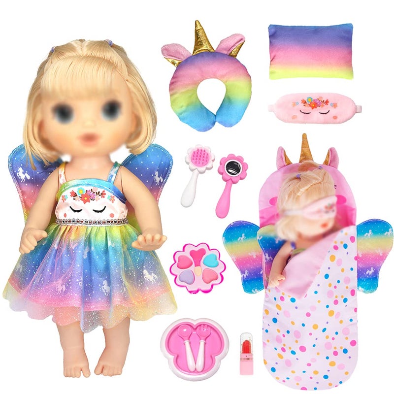 iBayda Doll Clothes Accessories Set Include Dress Pillow Sleeping Bag Toys Play Set for 10 12 Inch Dolls 14 to 145 Inch Dolls No Doll - Image 2