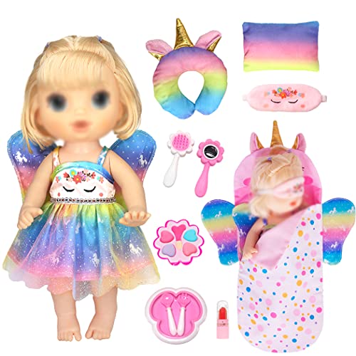 iBayda Doll Clothes Accessories Set Include Dress Pillow Sleeping Bag Toys Play Set for 10 12 Inch Dolls 14 to 145 Inch Dolls No Doll - Image 1