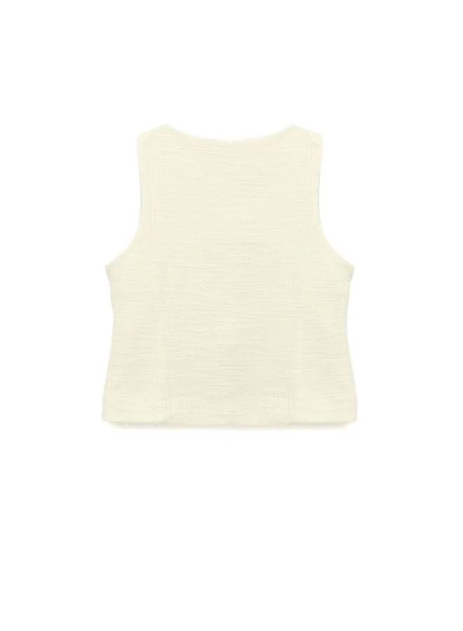 كوتون Crop Tweed Blouse