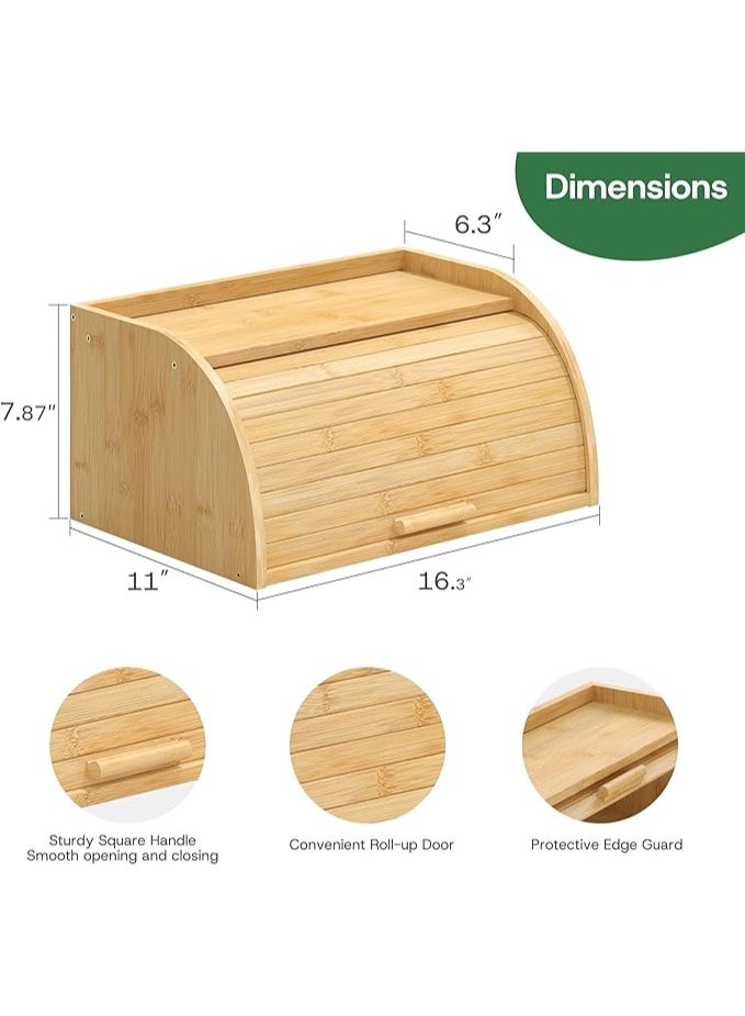 Arabest Bread Box for Kitchen Countertop, Small Bamboo Wood Bread Box, Wooden Corner Bread Storage Capacity - Image 2
