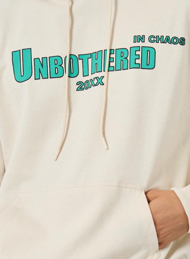 Styli Men Cream Graphic Print Relaxed Fit Hoodie - Image 4