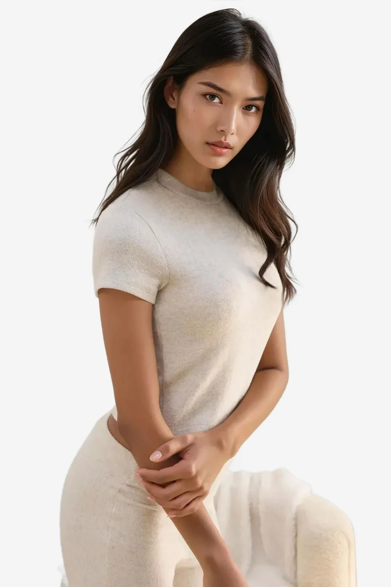 Hiccup Slim Fit Knitted Crop Blouse