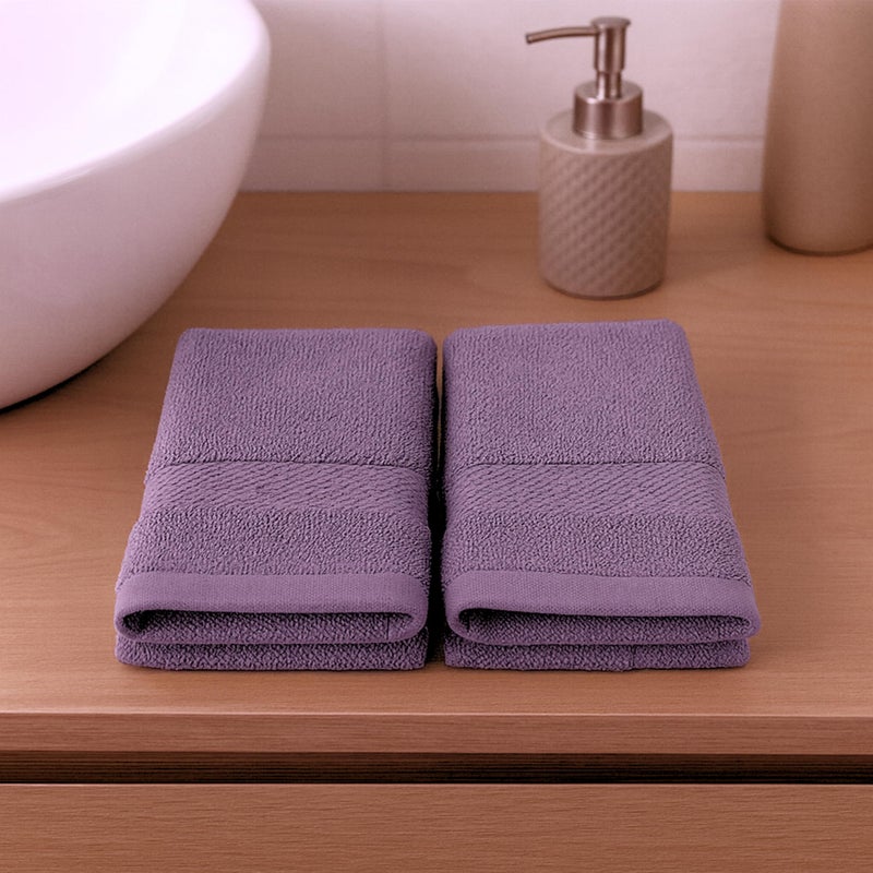 Burak Tekstil 2-Pieces Towel, 100% Cotton, Face Towel 30 * 30 (Purple, Face Towel (30 * 30 cm)) - Image 1
