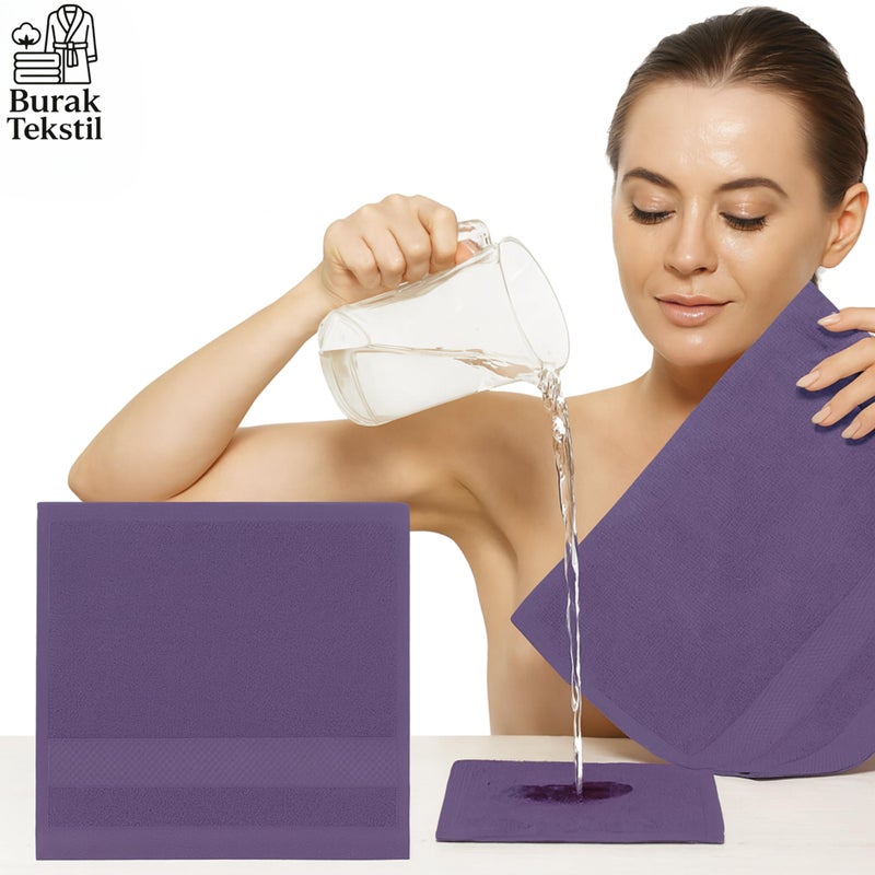 Burak Tekstil 2-Pieces Towel, 100% Cotton, Face Towel 30 * 30 (Purple, Face Towel (30 * 30 cm)) - Image 4