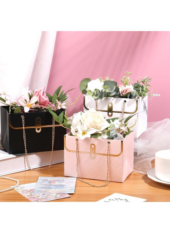 ISKYBOB 9 Pcs Flower Bags For Bouquets, Small Flower Boxes For Arrangements With Metal Chain Cute Purse Paper Gift Box Floral Packing Tote Bags For Women,Girls - Image 2