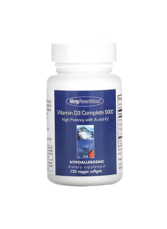 Allergy Research Group - Vitamin D3 Complete 5000 120 Veggie Softgels - Image 1