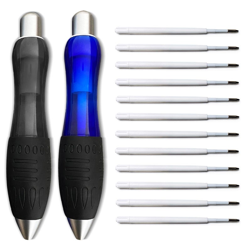 Lyforx 14pcs Big Fat Pens Aids Writing - 2 Pens + 6 Black Refills + 6 Blue Refills for Tremor, Arthritis, Parkinson, Handicap, Carpal Tunnel - Image 1
