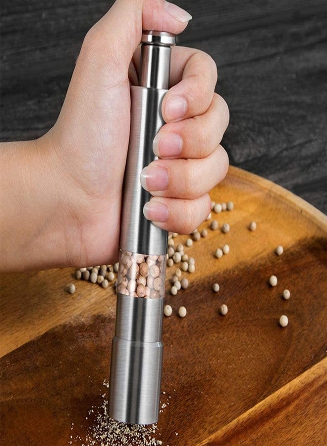 Jung Ford [2 Pieces] Premium Stainless Steel Salt Grinder and Pepper Mill Set for Pepper Sea Salt Himalayan Salt and Spices with Thumb Button for One Hand Operation - Image 2