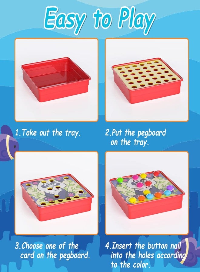 Geekper 96 PCS Button Art Toys for Toddlers, Color Matching Mosaic Pegboard Early Learning Educational Toys for 3, 4, 5, 6 Year Old Kids Boys and Girls Gifts, Including 24 Pictures and 72 Buttons - Image 5