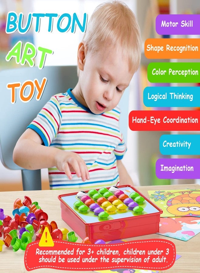 Geekper 96 PCS Button Art Toys for Toddlers, Color Matching Mosaic Pegboard Early Learning Educational Toys for 3, 4, 5, 6 Year Old Kids Boys and Girls Gifts, Including 24 Pictures and 72 Buttons - Image 4