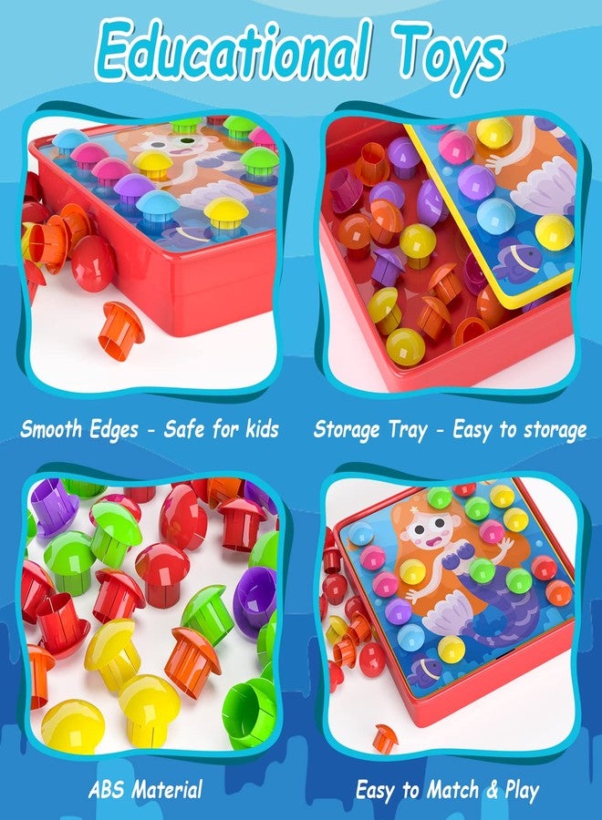 Geekper 96 PCS Button Art Toys for Toddlers, Color Matching Mosaic Pegboard Early Learning Educational Toys for 3, 4, 5, 6 Year Old Kids Boys and Girls Gifts, Including 24 Pictures and 72 Buttons - Image 3