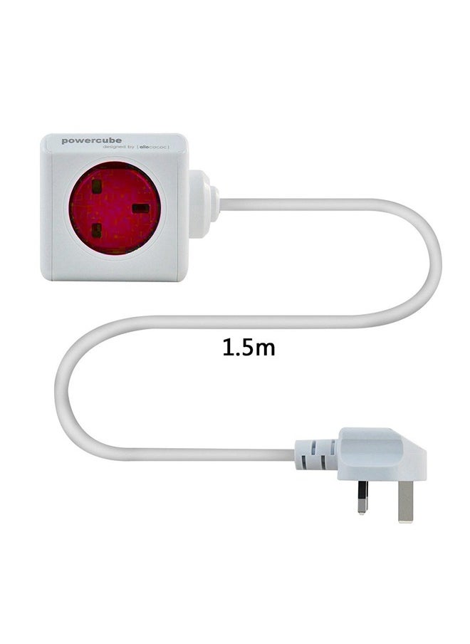 Allocacoc PowerCube Extended 4 Sockets 15m Cable 2USB Ports Red  - Image 1
