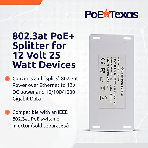 PoE Texas 12 Volt PoE+ - IEEE 802.3at - Splitter Splits Power Over Ethernet to 12v DC & Gigabit Data with Opto-Isolation Protection for 12v 25w Devices, Tablets, Single Board Computers, PTZ Cameras - Image 2