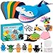 WATINC 6Pcs Hand Puppet Making Kit Art Craft Felt Sock Puppet Toys Creative DIY Make Your Own Pompoms Wiggle Googly Eyes Storytelling Role Play Party Supplies Gift for Girls Boys Ocean Animals - Image 3