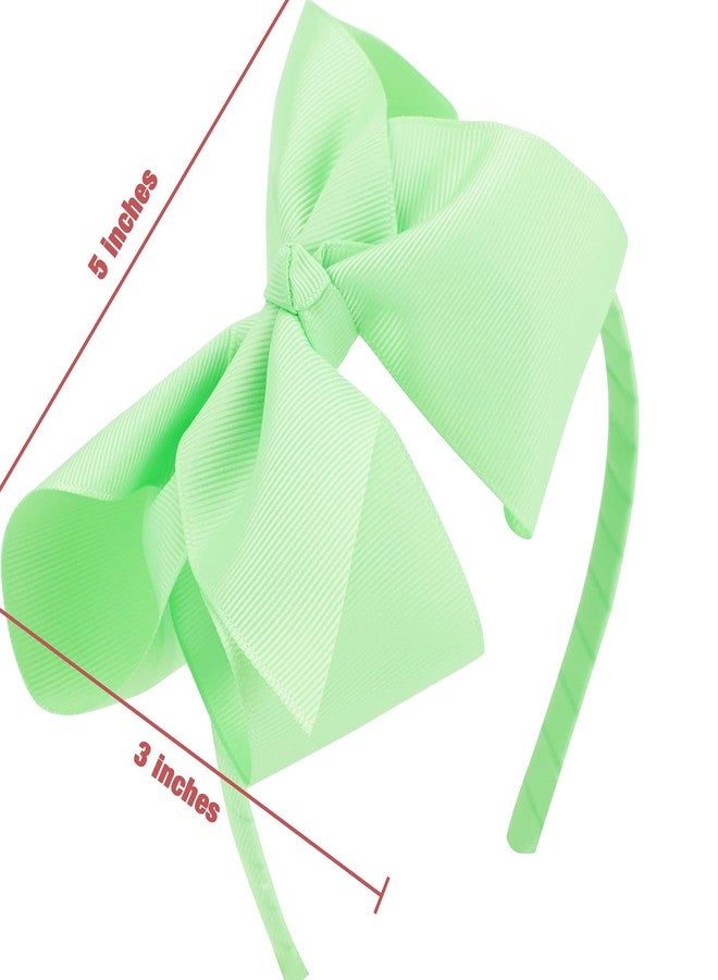 MEEDEE Mint Green Headband Girls Big Bow Grosgrain Headbands Hair Fashion Accessories for Girls Toddlers Children Theme Party Decoration School Dress Hair Band - Image 3