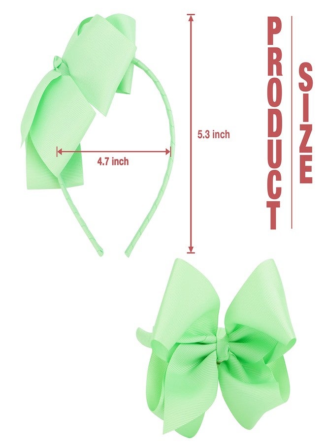 MEEDEE Mint Green Headband Girls Big Bow Grosgrain Headbands Hair Fashion Accessories for Girls Toddlers Children Theme Party Decoration School Dress Hair Band - Image 5
