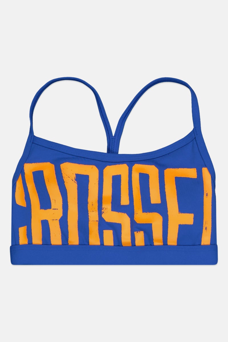 Reebok Women Brand Logo Padded Sports Bra, Blue - Image 2