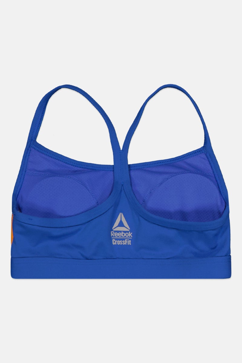 Reebok حمالة صدر رياضية مبطنة بشعار العلامة التجارية للنساء، زرقاء - Image 3