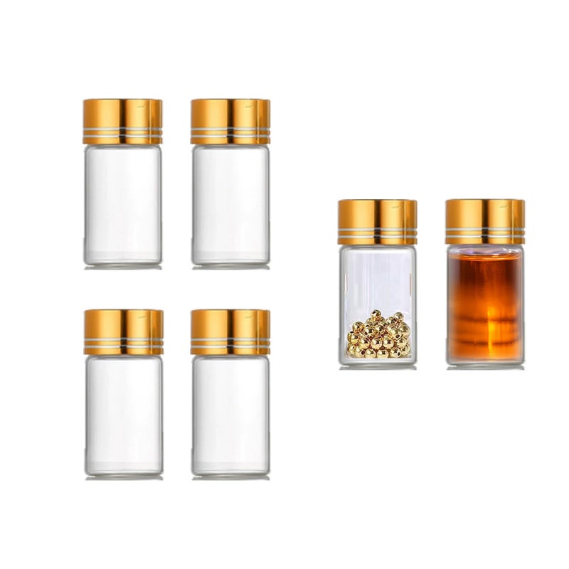 ZGGAZCA ï»¿4Pcs Tiny Glass Jars with Lids 2ml Miniature Vials Bottles with Screw Cap Small Clear Vial Containers for Ashes Jar Little Bottle Caps Mini Vile Storage Craft Use 16x26mm - Image 1