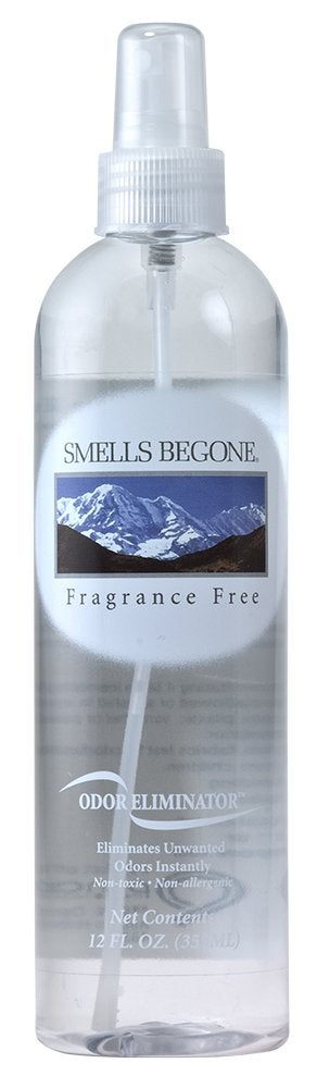 SMELLS BEGONE Air Freshener Spray - Odor Eliminator - Eliminates Odors from Smoke, Trash Cans, Pets, Cars and Boats - Fragrance Free - 12 Ounce - Image 1
