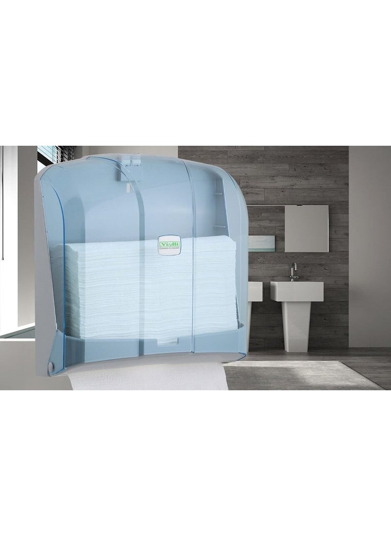 Vialli KH300T Z-Fold Paper Towel Dispenser Capacity 300 Towels (Transparent)  - Image 2