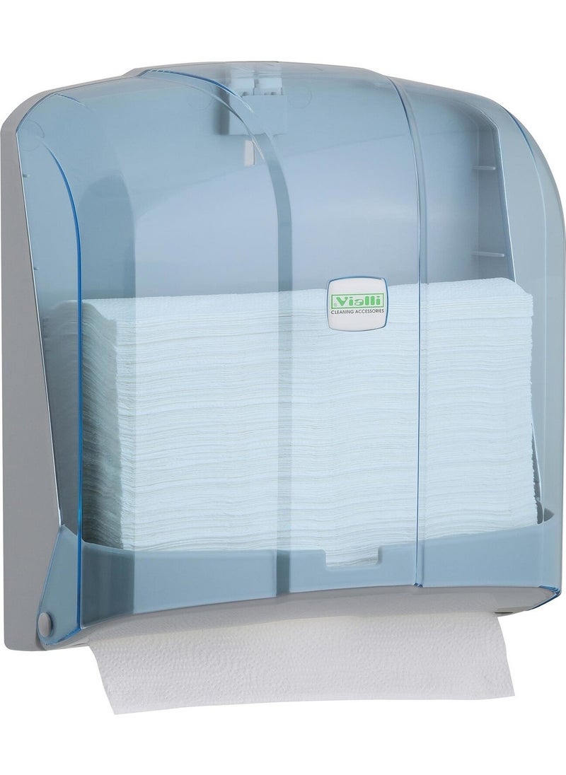 Vialli KH300T Z-Fold Paper Towel Dispenser Capacity 300 Towels (Transparent)  - Image 1