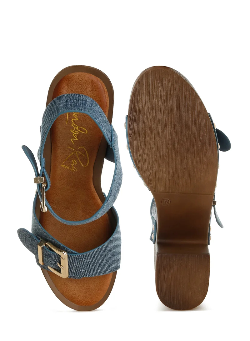 London Rag Studded Denim Clog Sandals in Denim
