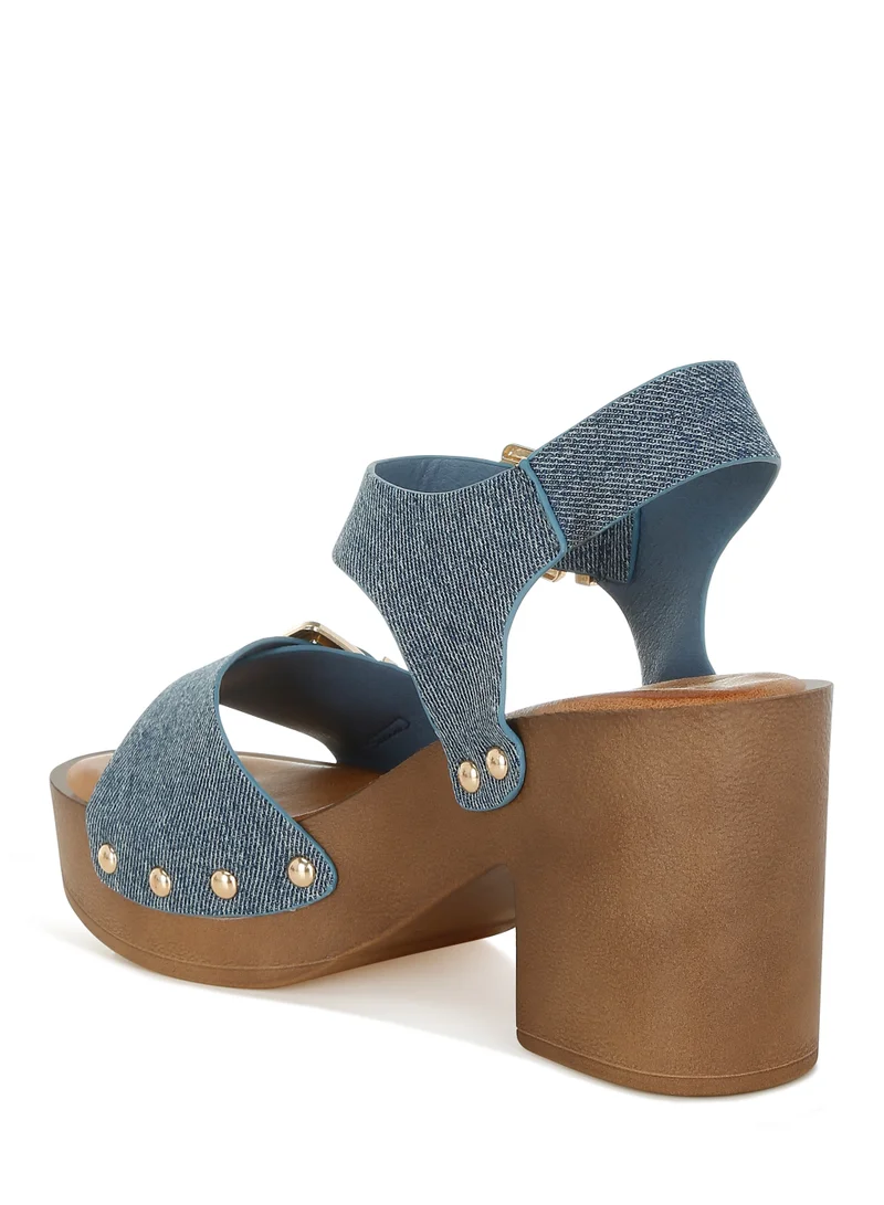 London Rag Studded Denim Clog Sandals in Denim