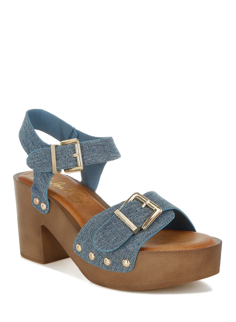 London Rag Studded Denim Clog Sandals in Denim
